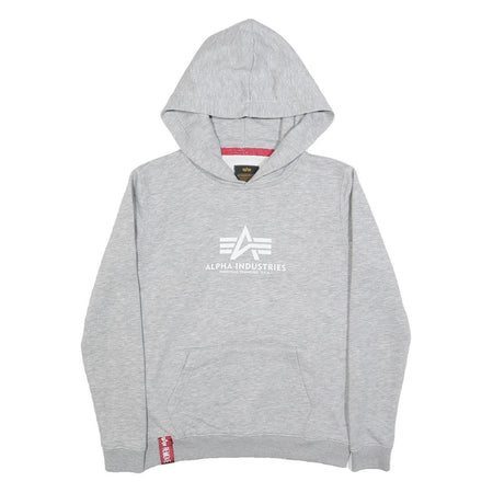 ALPHA INDUSTRIES Mens Grey Hoodie S Cotton Blend Pullover Casual Sweatshirt