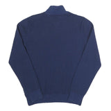 TOMMY HILFIGER Mens Blue Plain Cotton Jumper Crew Neck Regular M Button Up