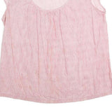GAP Womens Pink & White Striped Basic Top Short Sleeve Round Neck M Cotton Blend