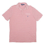 POLO RALPH LAUREN Mens Red & White Striped Short Sleeve Polo Shirt M Classic Fit