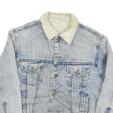 JUNGLE STEAMSHIPS CO Mens Blue Denim Sherpa Collar Jacket L Cotton Blend Button