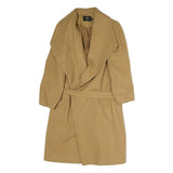 FASHION EXPLORE Womens Beige Classic Jacket M Cotton Plain Belted Long Sleeve