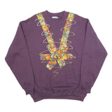 LEE Womens Purple Sweatshirt XL Cotton Blend Crew Neck Floral Print Relaxed Fit