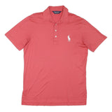 POLO RALPH LAUREN Womens Red Short Sleeve Plain M Cotton Blend Polo Shirt