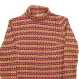 Womens Multi Patterned Acrylic Jumper Turtleneck Basic Knit M Colourful Striped