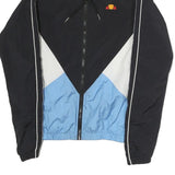 ELLESSE Mens Black & Blue Colourblock Track Jacket M Polyester Zip Logo Tape
