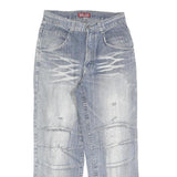 WIN-TOP Mens Relaxed Blue Denim Light W30 L30 Casual Cotton Blend Zip Jeans