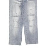 WIN-TOP Mens Relaxed Blue Denim Light W30 L30 Casual Cotton Blend Zip Jeans