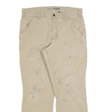 CARHARTT Mens Cotton Blend Beige Relaxed Straight Trousers W32 L27 Workwear
