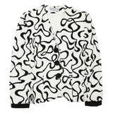 WOMENSTYL Womens White & Black Abstract Pattern Button Cotton Blend Jacket M