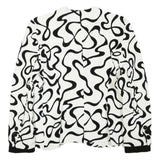 WOMENSTYL Womens White & Black Abstract Pattern Button Cotton Blend Jacket M