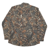 SCHMIDT Mens Brown Camouflage Cotton Blend Shirt L Button-Down Collar Long