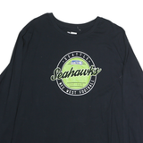 NFL Mens Black Seattle Seahawks Football Team Long Sleeve Crew Neck T-Shirt 2XL