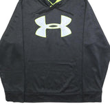 UNDER ARMOUR Mens Black & Yellow Logo Pullover Hoodie L Cotton Blend Sweatshirt