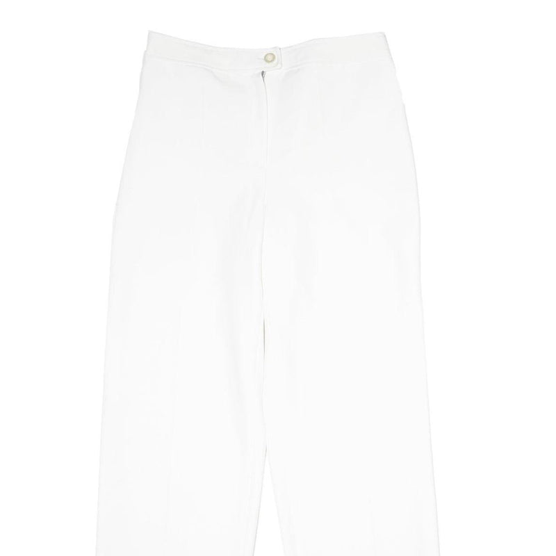 LINGARA Womens White Regular Fit Straight Leg Trousers W28 L34 Zip Closure