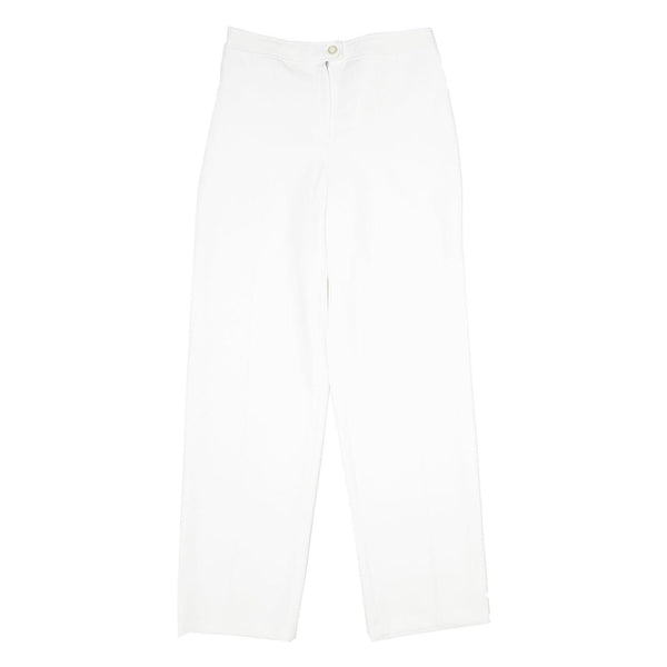 LINGARA Womens White Regular Fit Straight Leg Trousers W28 L34 Zip Closure