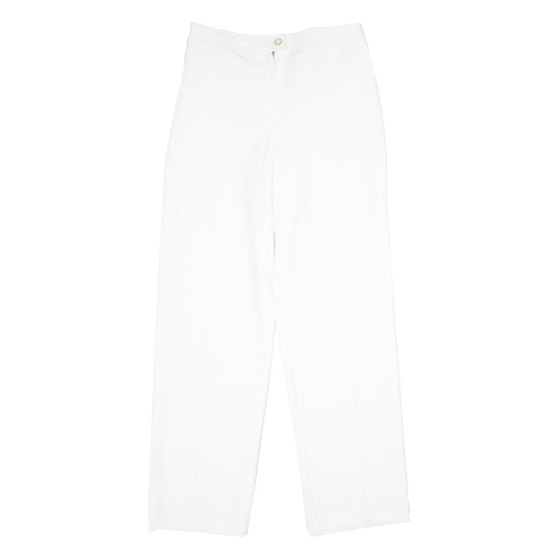 LINGARA Womens White Regular Fit Straight Leg Trousers W28 L34 Zip Closure