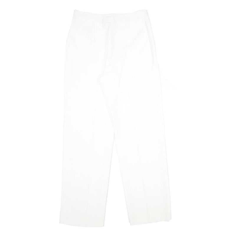 LINGARA Womens White Regular Fit Straight Leg Trousers W28 L34 Zip Closure