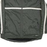 NIKE Mens Green & White Zip Jacket XL Polyester Blend Plain Lightweight