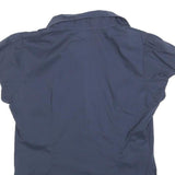 ARMANI JEANS Womens Navy Blue Shirt M Short Sleeve Button Front AJ Studded Logo