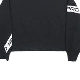 NIKE Womens Black Cotton Blend Crew Neck L Sweatshirt Cropped Logo Print
