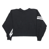 NIKE Womens Black Cotton Blend Crew Neck L Sweatshirt Cropped Logo Print