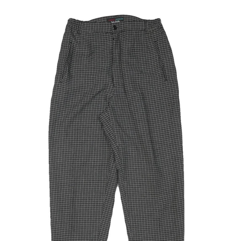 MADE FASHION Womens Polyester Blend Black Check Relaxed Straight Trousers W25