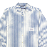 NAUTICA Mens Blue & White Striped Shirt S Classic Fit Casual Cotton Blend