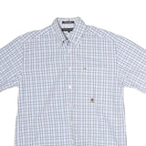 TOMMY HILFIGER Mens Blue & White Checked Shirt M Button-Down Collar Short Sleeve