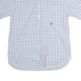 TOMMY HILFIGER Mens Blue & White Checked Shirt M Button-Down Collar Short Sleeve