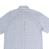 TOMMY HILFIGER Mens Blue & White Checked Shirt M Button-Down Collar Short Sleeve