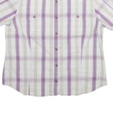 COLUMBIA Womens White & Purple Checked Shirt XL Cotton Blend Casual Summer