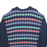H20 Mens Navy Blue Patterned Cotton Jumper Crew Neck Basic Knit XL Casual Wear