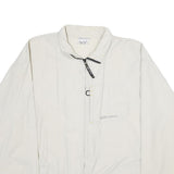 REEBOK Mens White Nylon Zip Jacket L Lightweight Sports Casual Outerwear