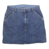 Gloria Vanderbilt Womens Blue Denim Mini Cotton Blend Skort L Pockets Zip Casual