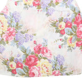 Womens White Floral Sleeveless Round Neck Cotton Blend Top M Summer Casual