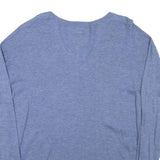 CALVIN KLEIN Womens Blue Plain Cotton Blend Jumper V-Neck Regular S Lightweight