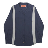 DICKIES Womens Navy & Grey Workwear Shirt M Button Work Style Retro
