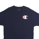 CHAMPION Mens Navy Blue Cotton T-Shirt XL Short Sleeve Crew Neck Logo Print