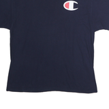 CHAMPION Mens Navy Blue Cotton T-Shirt XL Short Sleeve Crew Neck Logo Print