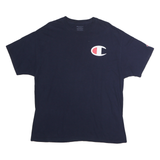 CHAMPION Mens Navy Blue Cotton T-Shirt XL Short Sleeve Crew Neck Logo Print