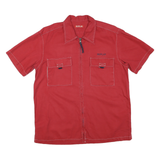 REPLAY Mens Red Cotton Blend Short Sleeve Shirt XL Zip Front Casual Pocket