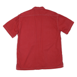 REPLAY Mens Red Cotton Blend Short Sleeve Shirt XL Zip Front Casual Pocket