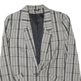 MISS SMITH Womens Grey Check Blazer Jacket L Polyester Blend Button Closure