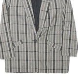 MISS SMITH Womens Grey Check Blazer Jacket L Polyester Blend Button Closure