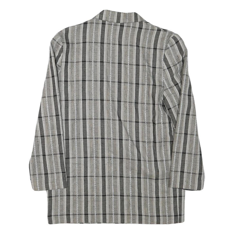 MISS SMITH Womens Grey Check Blazer Jacket L Polyester Blend Button Closure