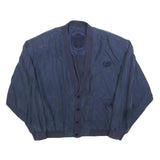 LIBERTY Mens Blue Silk Button Jacket L Plain Classic Stylish Lightweight