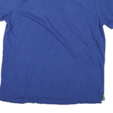 TOMMY HILFIGER Mens Blue & Green Striped Short Sleeve Polo Shirt L Cotton Casual