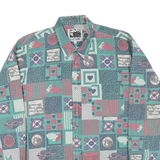 KANTAROS Mens Green & Red Check Pattern Cotton Blend Shirt S Long Sleeve Button