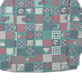 KANTAROS Mens Green & Red Check Pattern Cotton Blend Shirt S Long Sleeve Button